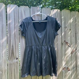 SHEIN Black Faux Leather Top